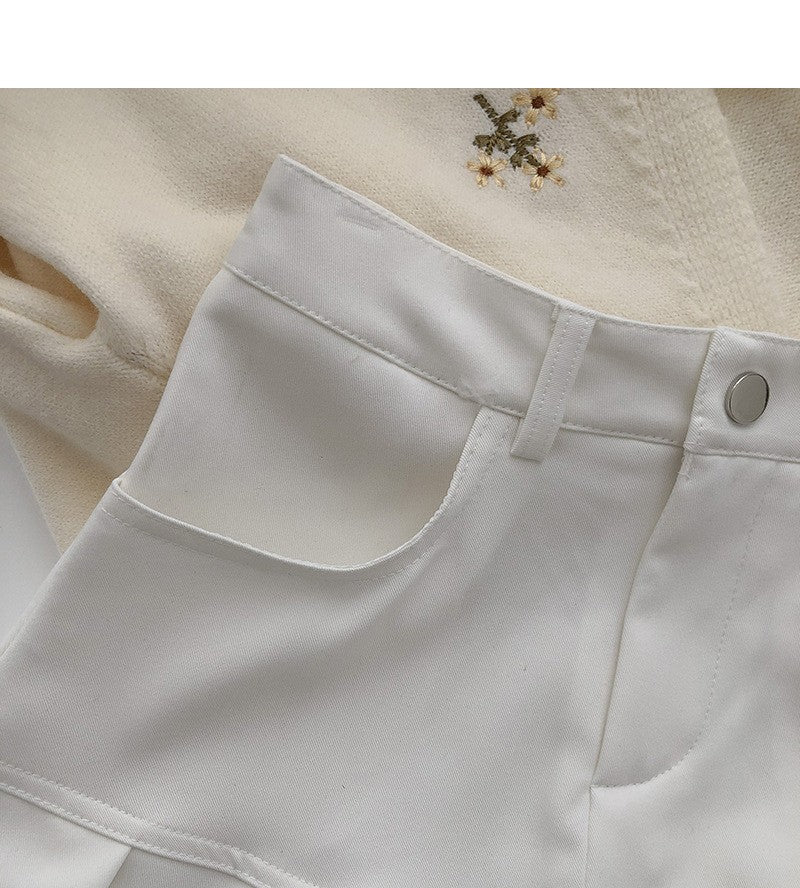 Y2K Vintage High Waist Pleated Skirt Women College Style Uniforms Safety Pants M