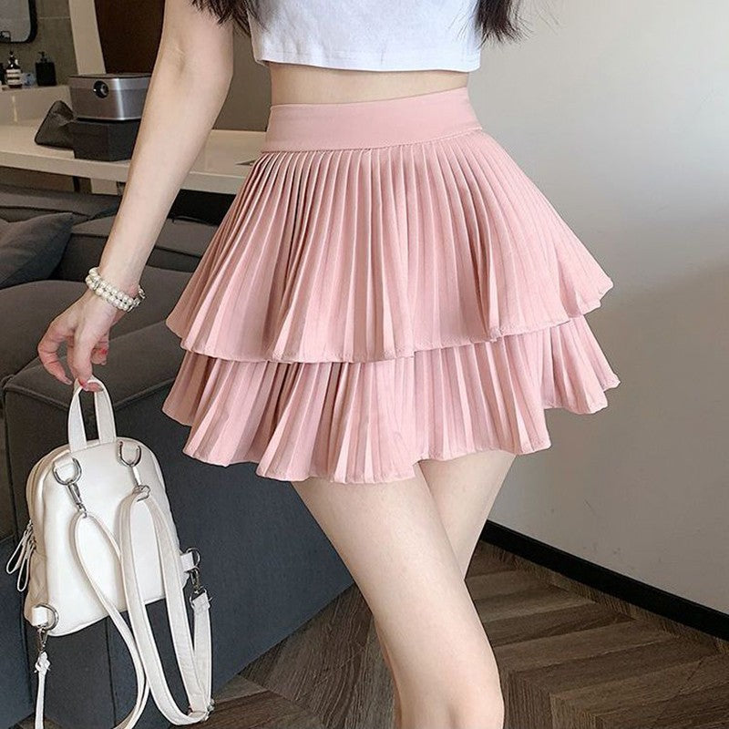 Mini Skirt Cute Sexy Balletcore Elastic High Waist Ball Gown Ruffle Patchwork Lo