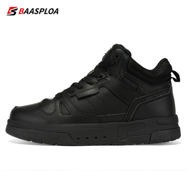 Baasploa Men Winter Sneakers Casual Skateboard Shoes for Men Comfort Plush Warm Cotton Shoes Non-Slip Outdoor Male Sneakers