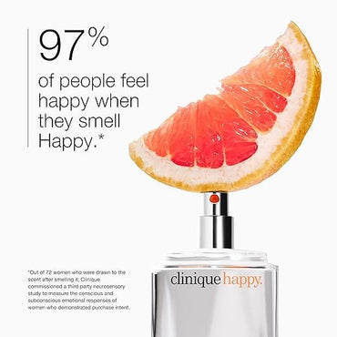 Clinique Happy Eau De Parfum Spray | Notas de Toranja, Bergamota, Flor de Casamento Havaiana + Mimosa da Primavera | Perfumes para Mulheres