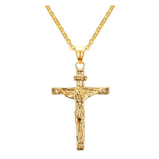 Vintage Gothic Hollow Cross Pendant Necklace Silver Color Cool Street Style For Men Women Gift Wholesale Neck Jewelry