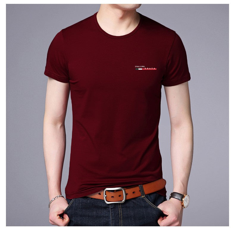 2025 New Summer Brand Tops Round Neck t Shirt For Men 95% Cotton 5% Spandex Plain Bulk Short Sleeve Casual Fashion Mens Clothes