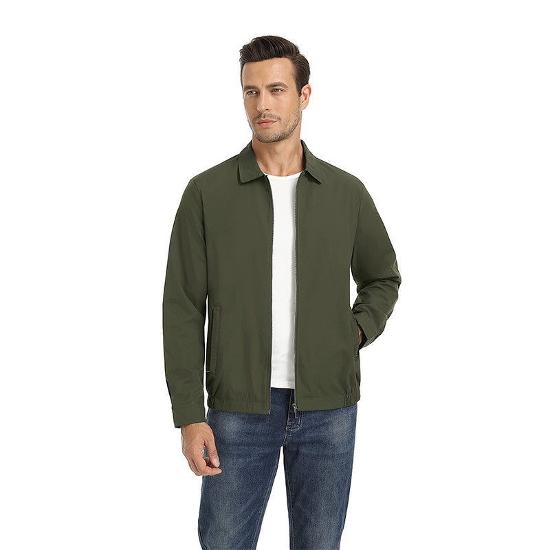 MAGCOMSEN Men's Zip-Front Golf Jacket Spring Summer Casual Jacket Solid Color Turn-down Collar Outerwear Hiking Fishing Travel