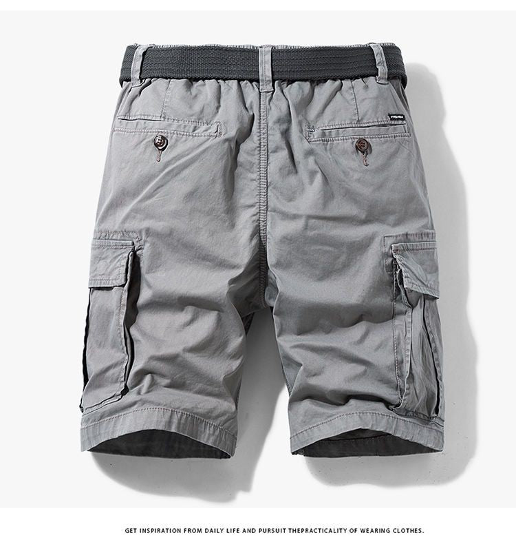 Men's Casual Loose Cotton Work orts American Retro Sle Five-Quarter Length Youth Faion Summer Apparel Straight Leg Fit