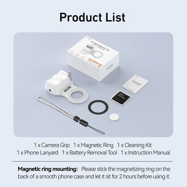Fun Shot Magnetic Grip, Ergonomic Style Phone Camera Grip with Detachable Remote, Expandable Functionality for iPhone/Android