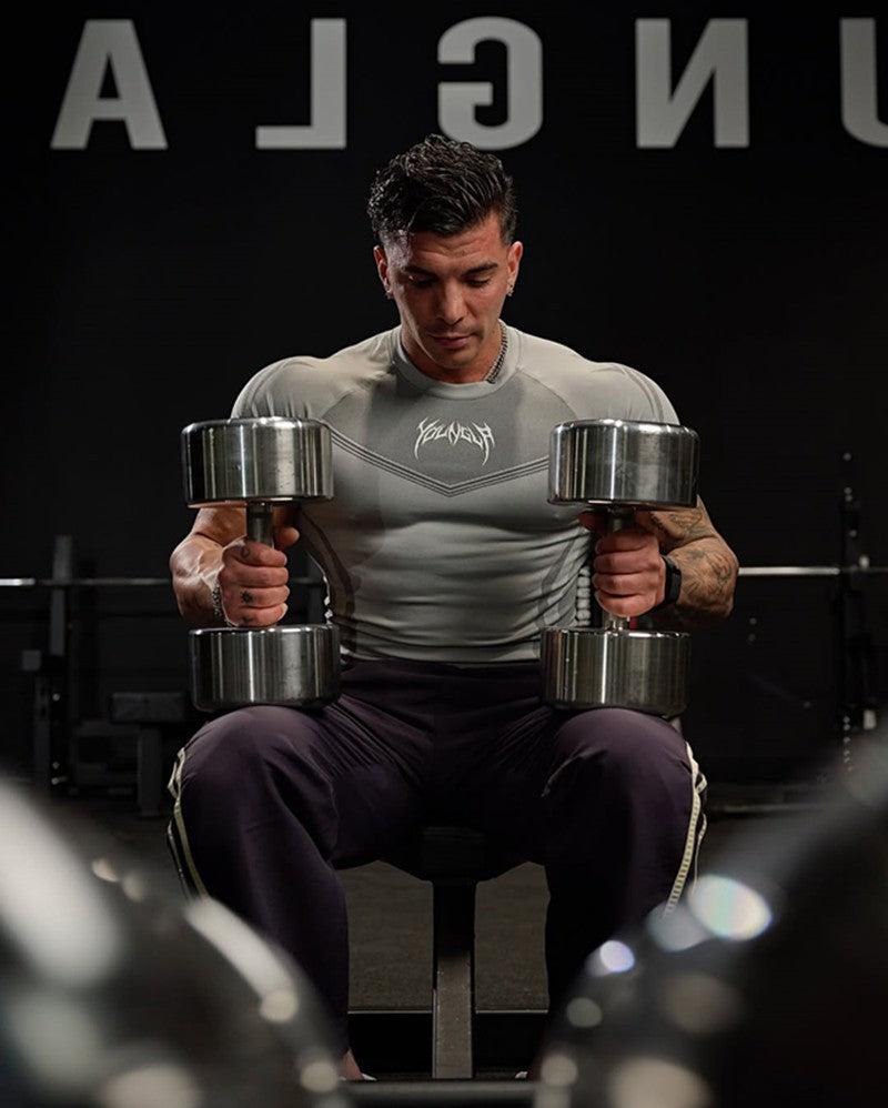 New YOUNG LA Men's Fitness Sports T-shirt Tights Men High Elastic Training Clothing Short Sleeve Tops Fitness Thirts For Men