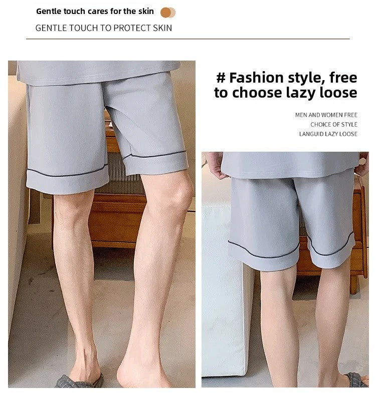 Summer Men's Loose Fit Short Pants Thin Cotton Sporty Comfortable Five-Point Home Leisure Pants Outerwear Big Size Sleepwear
