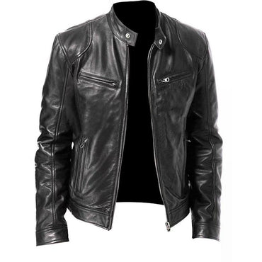Latest Model Motorcycle Leather Jackets Man Casual Fashion Motorcycle Coat Slim Fit Lapel PU Jackets Anti-wind Leather Coat Male