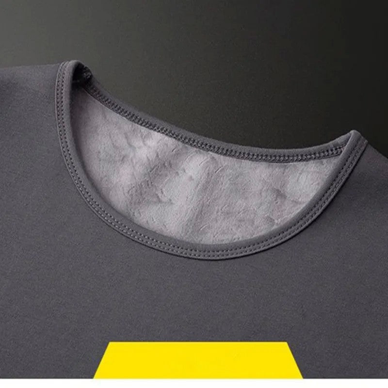 Men Thermal Underwear Tops Fleece Thickened Short Sleeve T-Shirt Keep Warm Tees O-neck Solid Bottoming Shirt Thermo Pullover