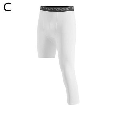 Men One Leg Compression Tights Pants Compression Polyester Sports Training Basketball Tights Pants Athletic Base Layer Tights