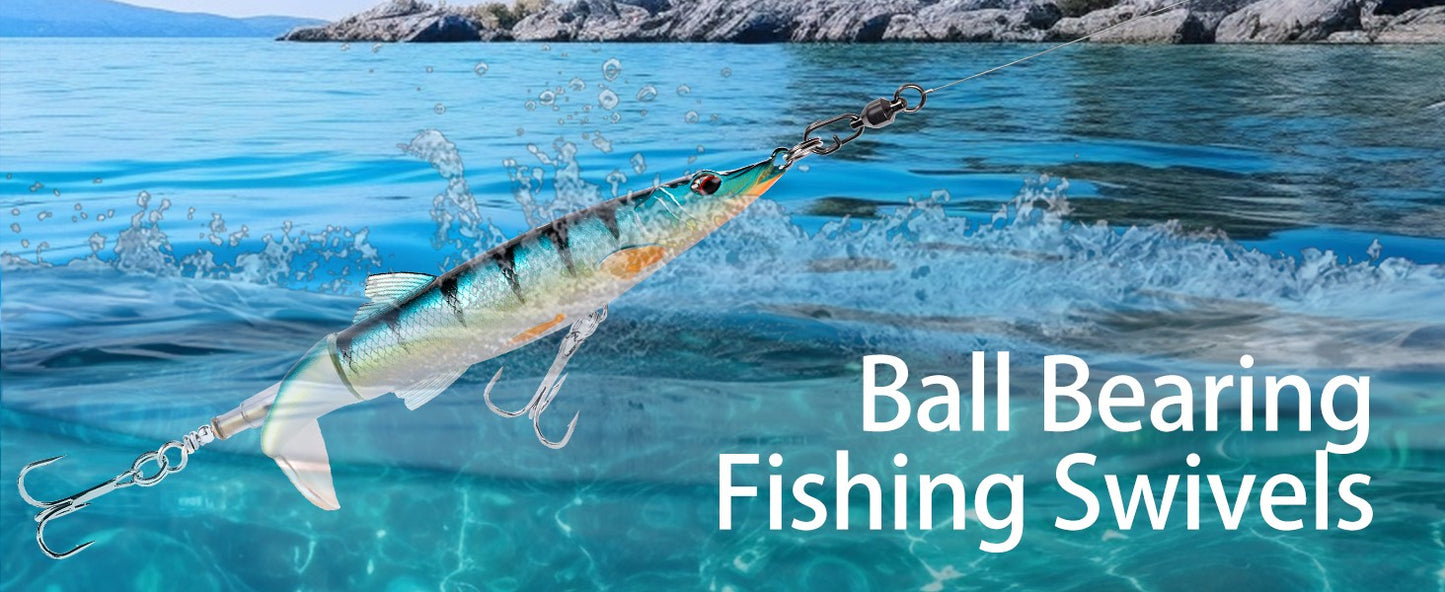 Anzóis giratórios de pesca 9KM Snap 25~100 peças, anel dividido, rolamento de esferas de pesca, girador, conectores de isca de pesca de carpa, clipe de força, pressão de água salgada