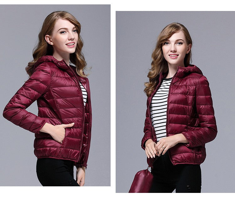 White Duck Down Winter Hoody Jackets Ultra-light Women Down Coats Puffer Long Sleeve Warm Slim Portable Thin Female Outwears 7XL