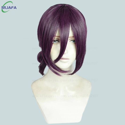 High Quality Anime Reze Cosplay Wig 45cm Purple Heat Resistant Synthetic Hair Anime Wigs + Wig Cap