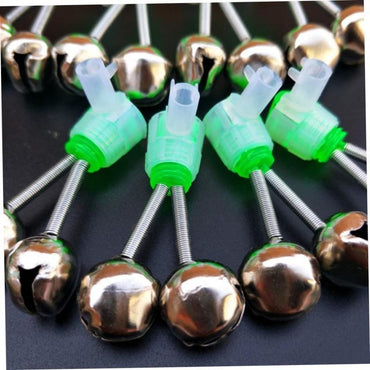 10-1PC Fishing Bite Alarms Fishing Rod Bells Tip Clip Bells Ring Green ABS Fishing Accessory Outdoor Pole Fish Bites Indicators