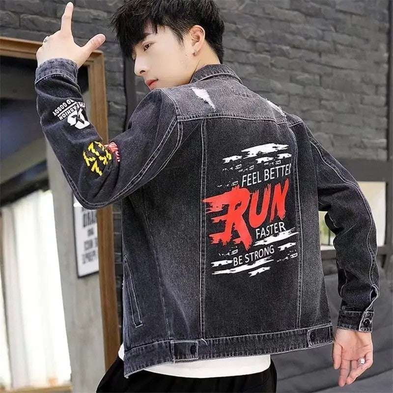 Blue Male Jean Coats Button Pocket Men's Denim Jacket Autumn Cowboy G Winter Oversize Branded Size L Outwear Clothing New in Y2k