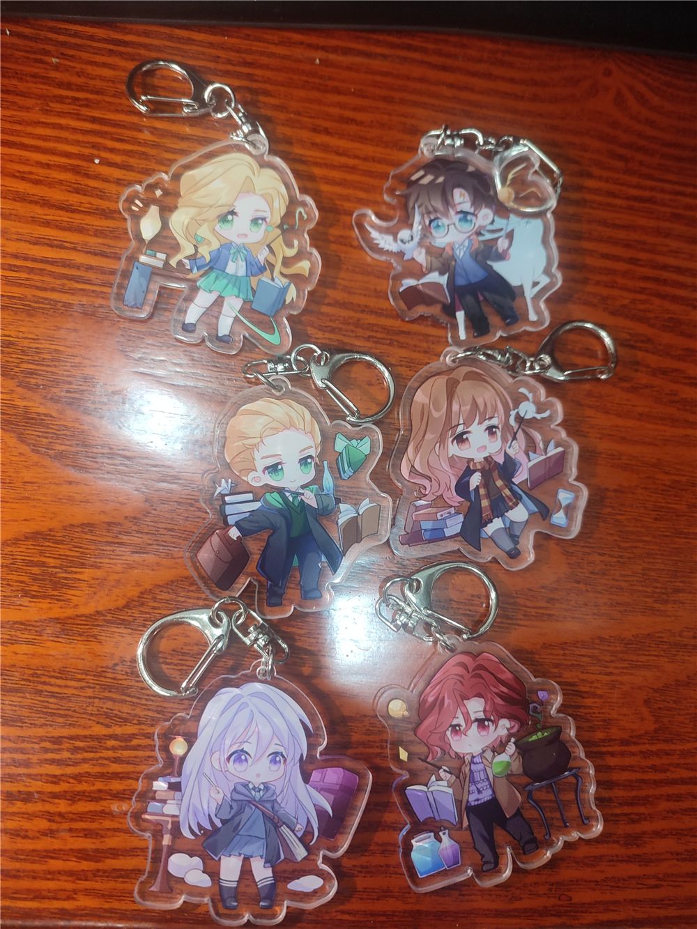 Anime Harry Potter Hermione Granger Rony Weasley Draco Malfoy Cosplay Chaveiro de Acrílico Pingente Acessórios de Halloween Presente