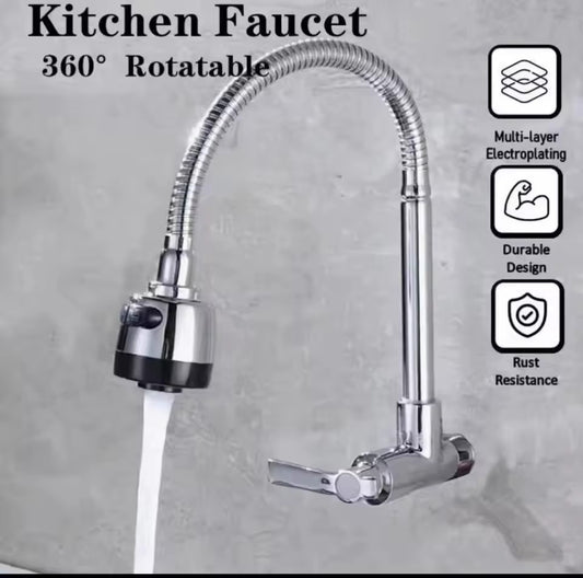 360° Kitchen Wall Mounted Faucet Single Cold Universal Vegetable Basin Faucet Bathroom Stainless Steel Sink Balcony Faucet