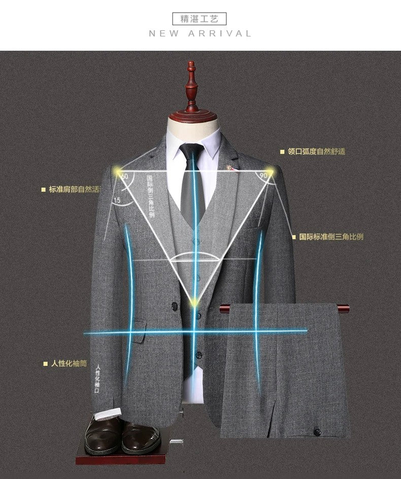 Traje De Hombre Elegante (Blazer+Vest+Pants) Men's Fashion Business Casual Slim Fit Wedding Business Suit Elegant Man Suit 6XL