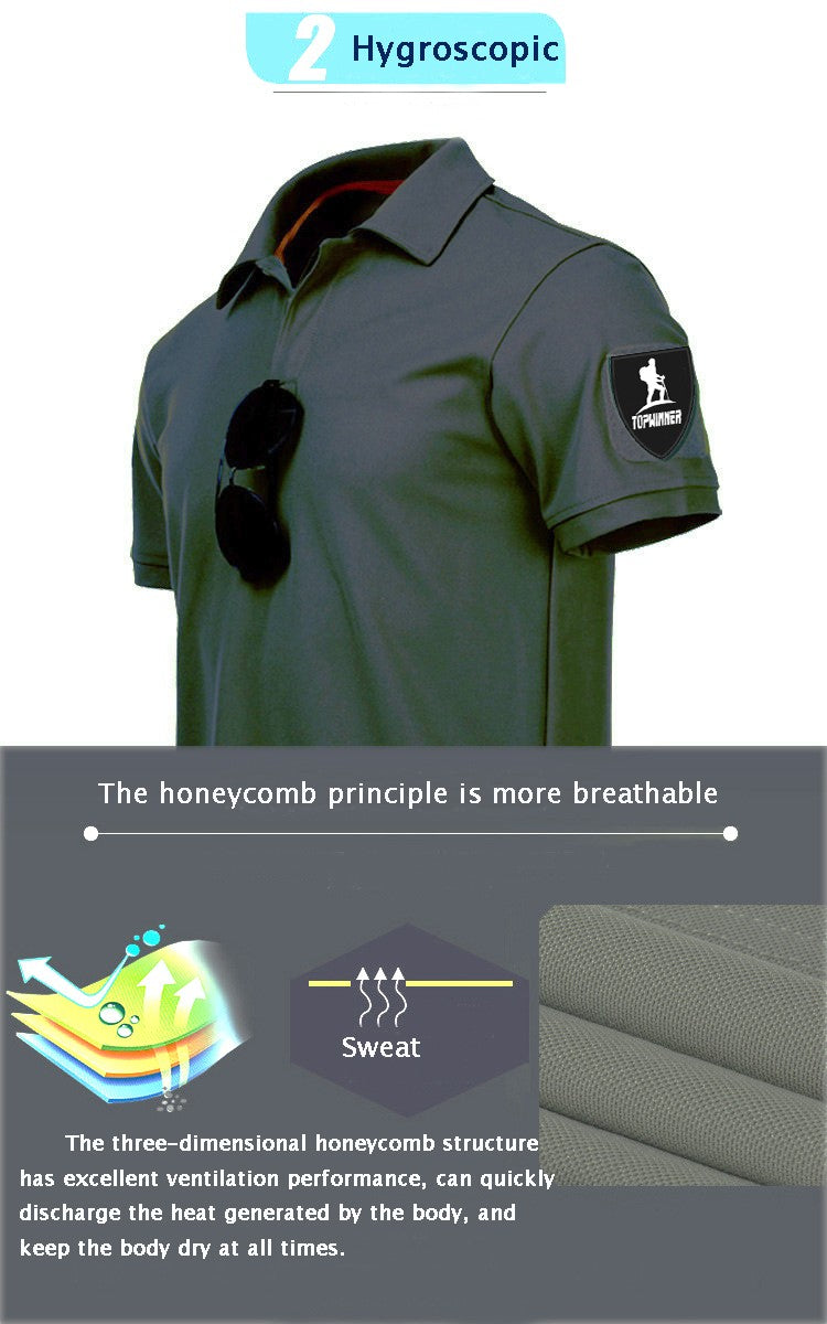 Men's Quick Dry Embroidered Polo Shirts Summer Custom Plus Size Military Clothes Tactical Plain Turn-down Army T-shirts