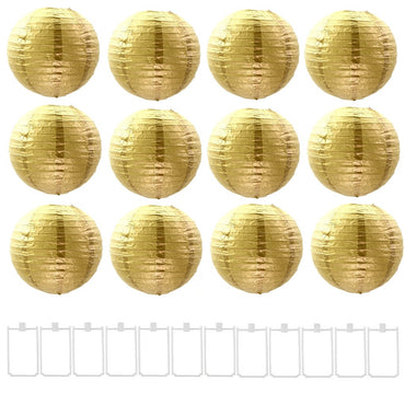 12pcs 10cm/4inch Yellow Paper Lanterns Party Decorations For Summer Hawaii Thanksgiving Halloween Christmas Birthdays Weddings