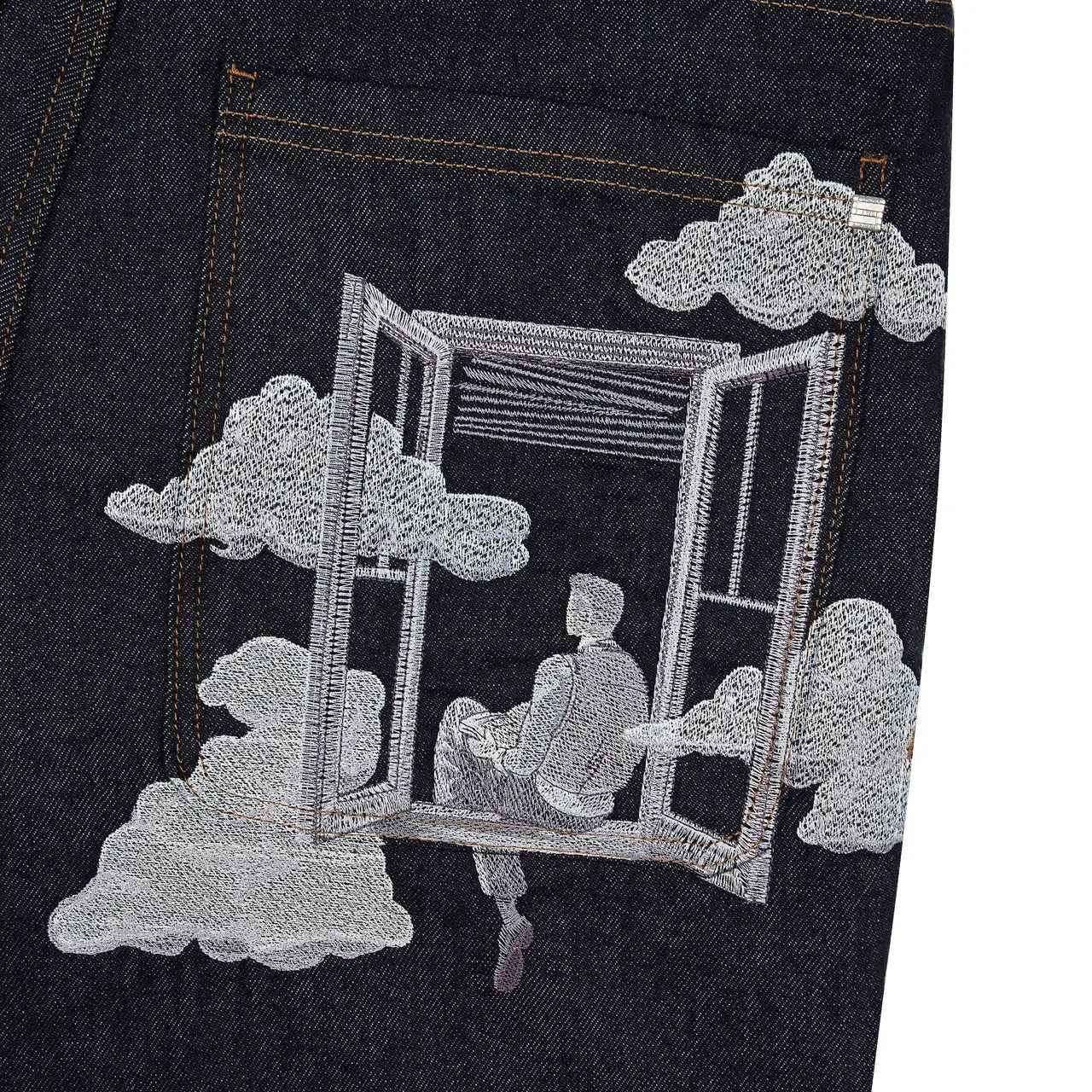 Fashion Cherry Blossom Pocket Embroidery Jeans Shorts Men Women Retro Baggy Black Denim Short Y2k Jorts Hip Hop Streetwear Pants