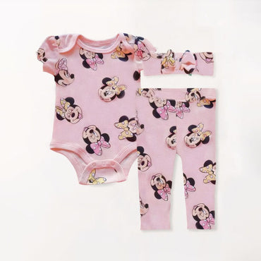 2/3Pcs Cute Minnie Mouse Baby Girl Suits Spring Summer Infant Boy Bodysuit + Pant 3-24Months Cotton Newborn Clothes Sets