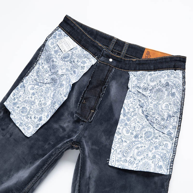 28-40 Large Size Winter Men Plush Thick Fleece Trouser Lambswool Thermal Jeans Casual Pants Windproof Warm Cotton Denim Pants