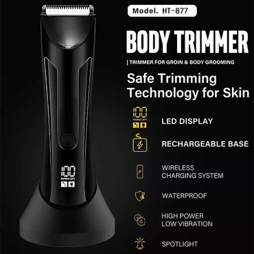 Ball Trimmer, Groin Hair Trimmer for Men, Waterproof Ball Shaver, USB Recharge Dock Replaceable Ceramic Blade, Male Hygiene Razo