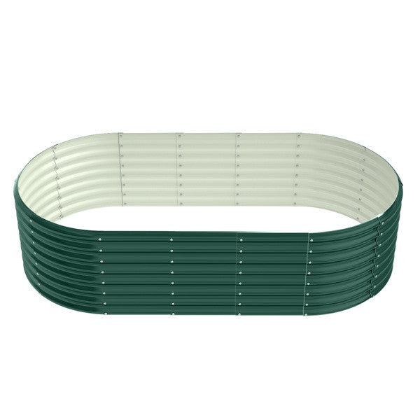 8x4x2ft Oval Galvanized Metal Raised Garden Bed Planter for Veggies, Fruits & Flowers, Green Outdoor Gardening Box