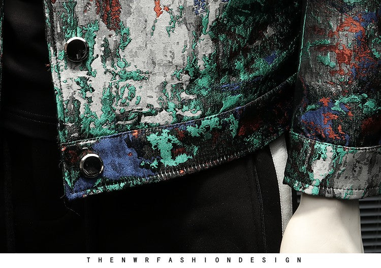 2025 Spring Vintage Jacquard Jacket Men Luxury Casual Business Social Jacket Social Streetwear Bomber Jacket Men Clothing M-4XL