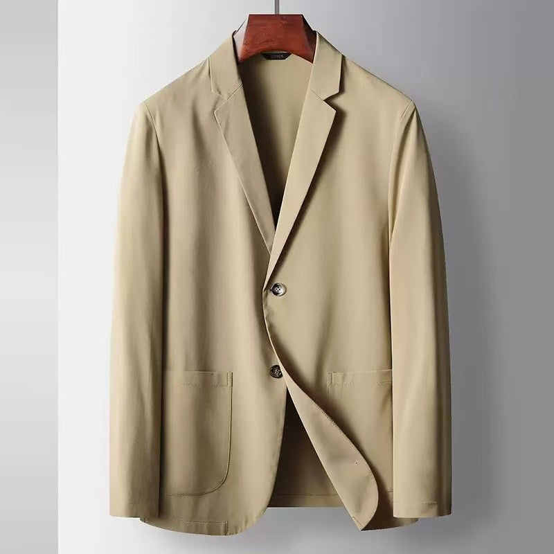 2025 Spring and Summer New Men's Casual Suit Light and Thin Elastic Middle aged Anti Wrinkle and Non Ironing Suit Coat Sunscreen