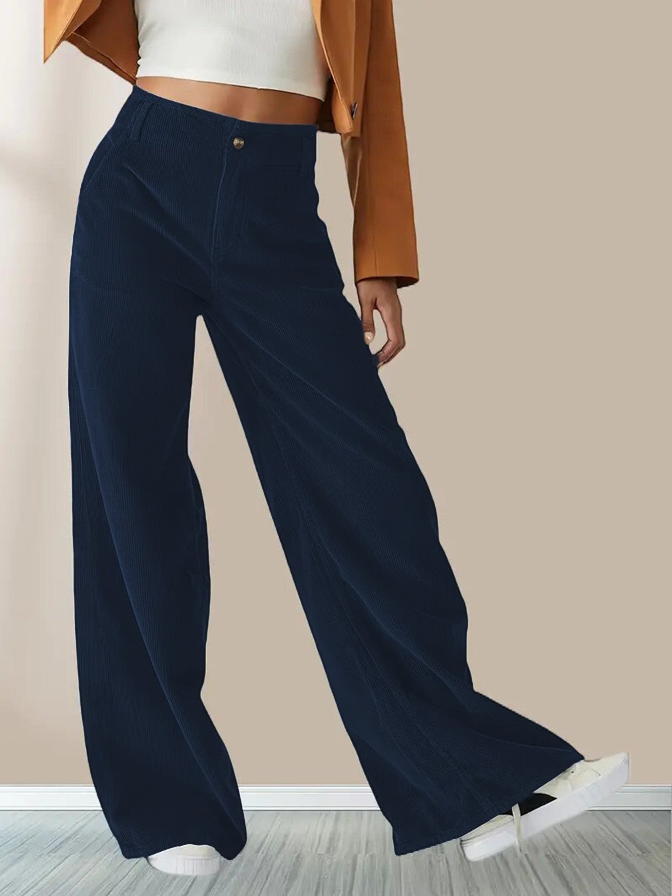 High Waisted Slimming Casual Straight Leg Solid Color Pants For Women Comfortable Straight Tube Trousers Autumn Ladies Commute