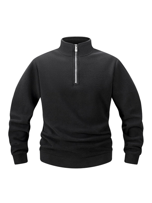 2025 Men Casual Fleece Sweatshirts Tops Men Sport Classic Stand Collar Sweatshirts Men’s Quarter Zip Hoodie Basic Pullover 3XL