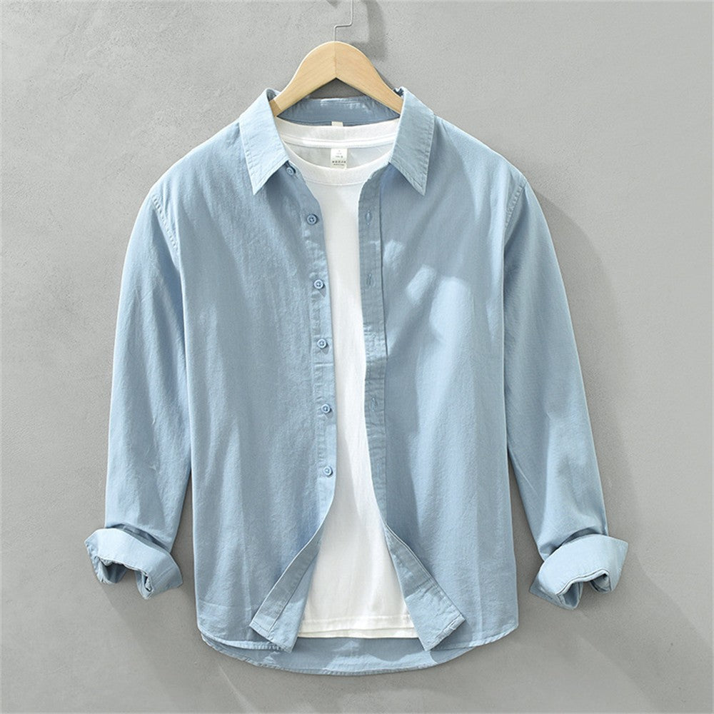 Mens long sleeve regular shirt Multi-color cotton plain shirt for Young men work tops Autumn men's clothing loose casual shirts