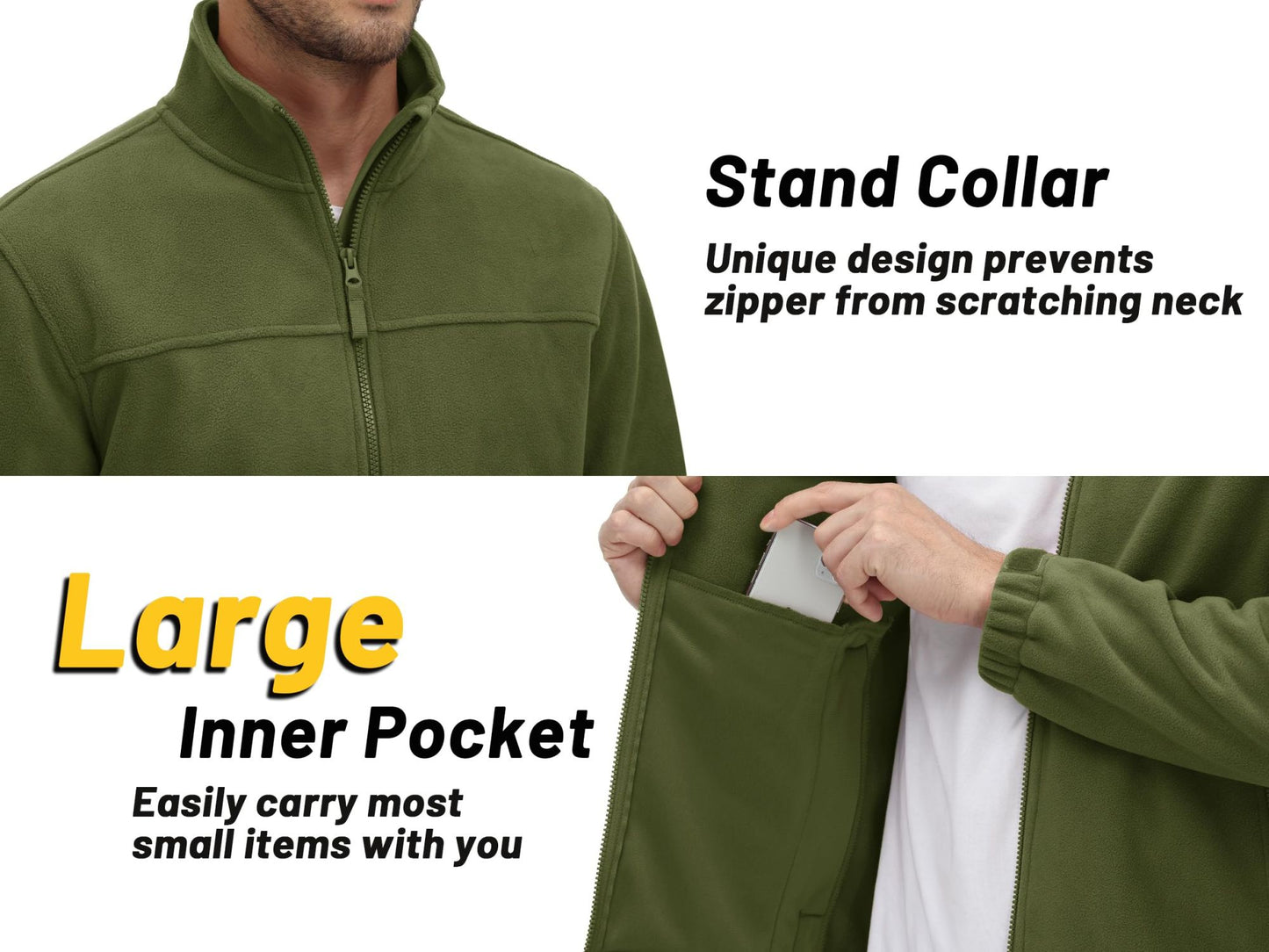 TACVASEN Winter Windproof Fleece Jackets Full Zip Mens Winter Jacket Multi-Pockets Work Coats Hiking Windbreaker Climbing Parka