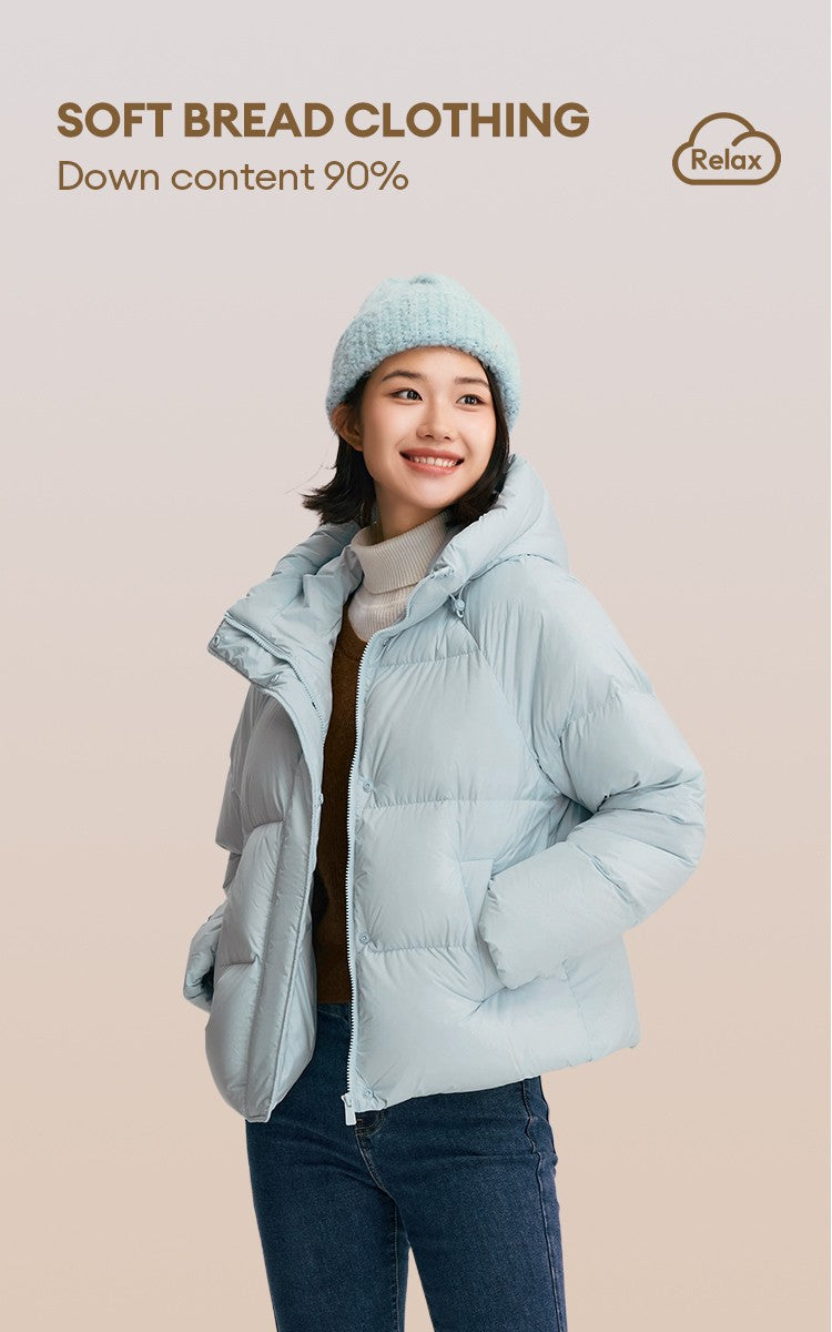 Semir Down Jacket Women Solid Color Loose Versatile 2024 Winter New Three-Proof Hooded Puffer Coat Down Jacket