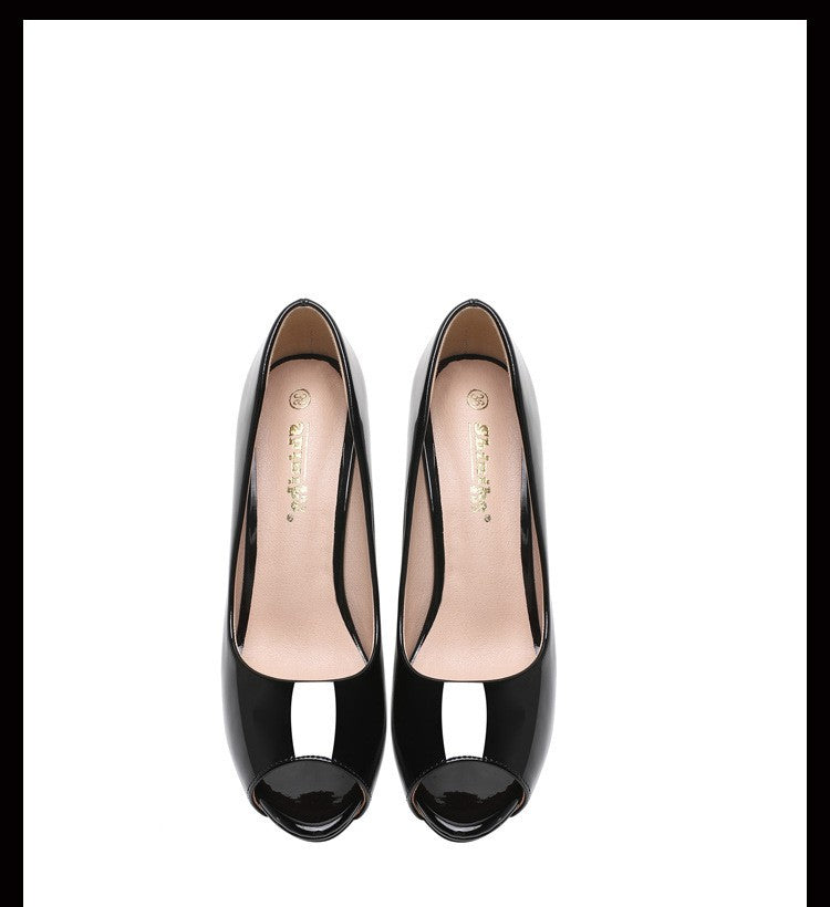 2025 Fashion New Women Fish Mouth High Heels Shoes Glossy Naked Pink Shallow Mouth Peep Toe Single Shoes Ladies Platform Sandals