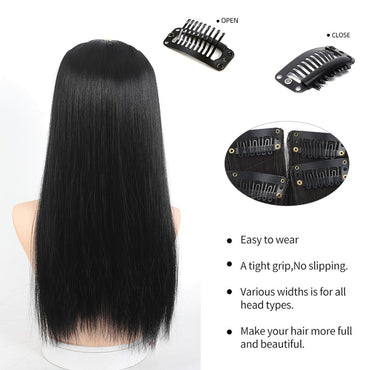 LUPU Synthetic Fiber Hair Extensions, Easy to Wear, Heat-Resistant, 16/20/24 Inch, Set of 4 Pieces, Versatile for All Users