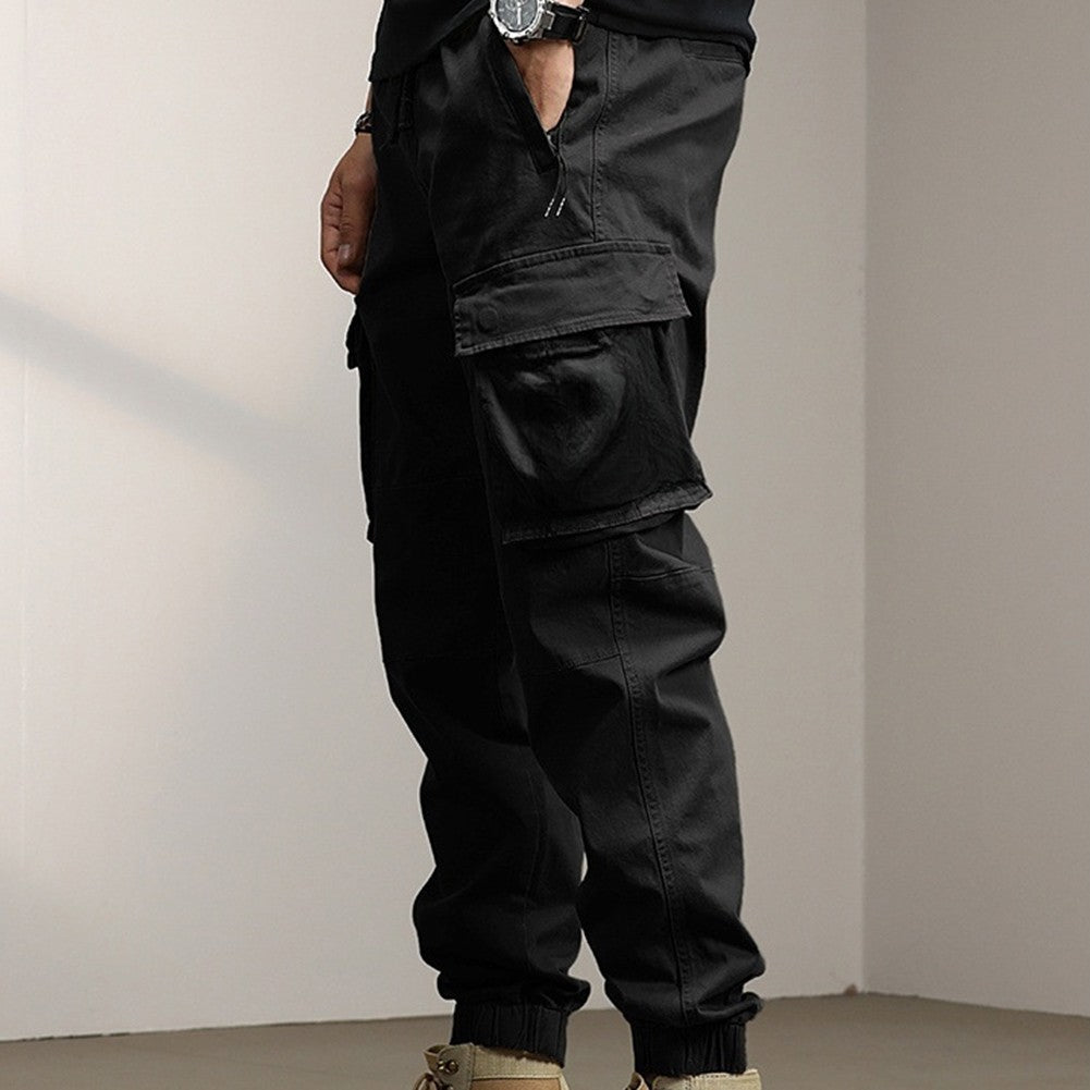 Solid Cargo Pants for Men Casual Loose Fit Ankle Banded Trousers Suitable for Spring and Autumn Grey Black Green