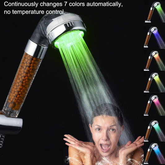 Zloog Bathroom LED Shower Head Color Changing Temperature Sensor Handheld Showerhead Spa High Pressure Anion Filter Shower Head