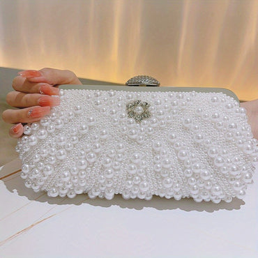 New handcrafted beaded shell pearl evening bag elegant socialite's handbag for outings gatherings and parties fashionable sin