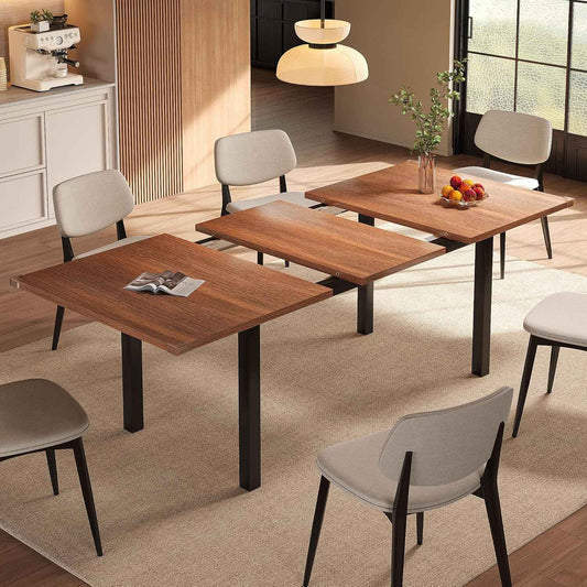 Extendable Dining Table for 4-6, 63" Modern Kitchen Table, Farmhouse Dining Room Tables for Dining, Kitchen, Office, Living Room