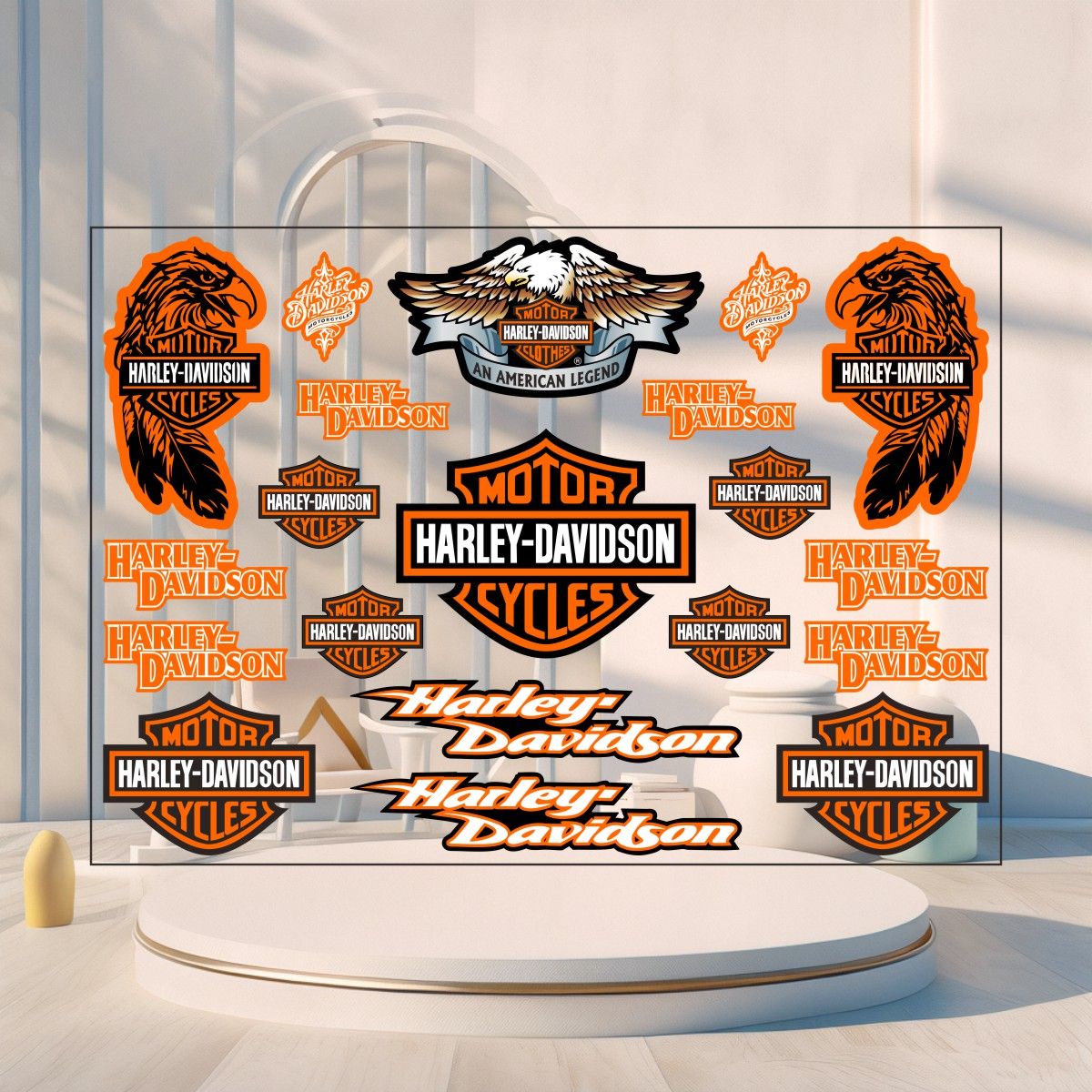 Kit de Decalques para Tanque de Moto com Logotipo Refletivo Harley Davidson
