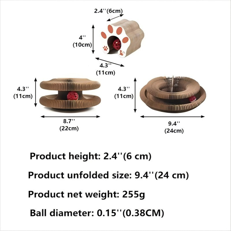 Brinquedo Dobrável Kitten Curl para Gatos Arranhador Mágico de Órgão Durável de Papelão Reciclável Cama para Gatos Arranhador Interativo