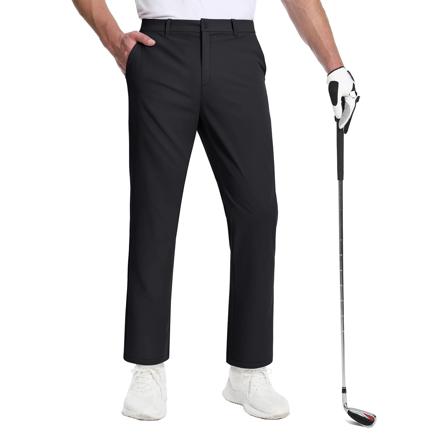 TACVASEN Golf Pants Men Stretch Lightweight Quick Dry Work Pants Waterproof Flat Front Dress Pants with 5 Pockets 30"/32"/34";;VERDADEIRO;;"Dark Grey,40W-32L