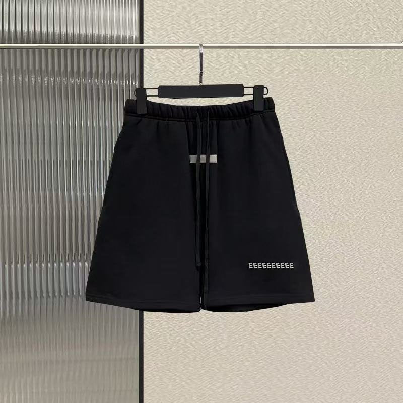 Trendy Brand Men's Cotton Shorts with Luxurious Design Double Row Flocking Letter Logo Shorts Couple's High Street Loose Shorts