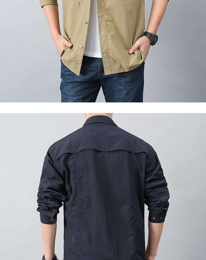 Spring Autumn Tactical Shirts Men Work Long Sleeve Shirt Outdoor Combat Multi-pocket Quick Dry Cargo Camping Long-sleeved Shirts