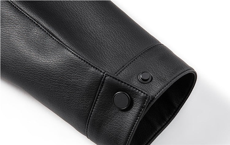 Leather Fashion Handsome Trend Solid Color High Quality Male Stand Collar Dad Father Middle-aged Leather Autumn and Winter Coat