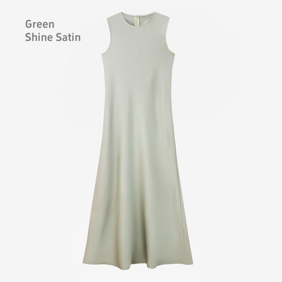 AS 2025 spring summer elegance satin dress + knitted top match set maxi floor le
