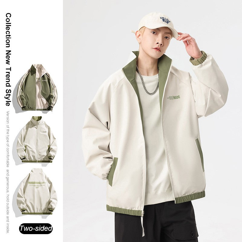 New Jacket Two-sided Long Sleeve Outdoor Men Coats Women Reversible Windproof Coats Splashproof Double-Sided Jackets Couple Top